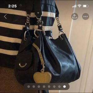 Black leather Juicy Couture slouch purse